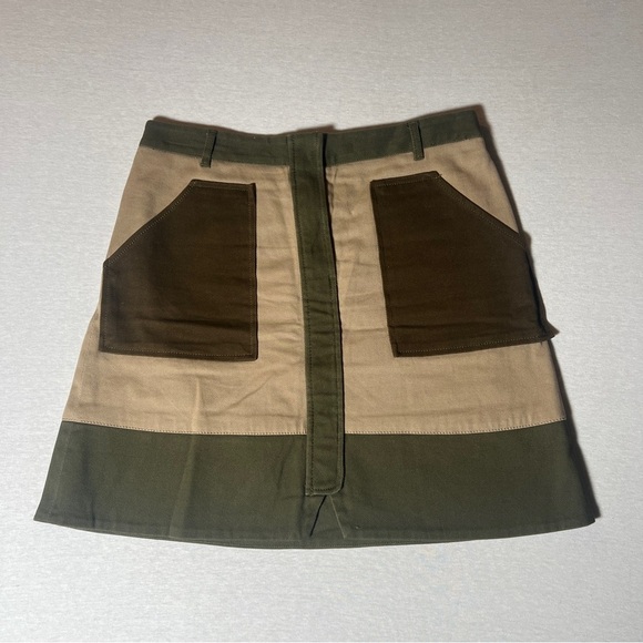Holding Horses Cotton Army Green Canvas Colorblock Utility Mini Skirt, Size 8 - Picture 1 of 7